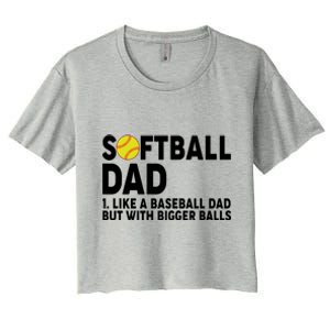 Softball Dad Like A Baseball Dad But With Bigger Balls Women's Crop Top Tee