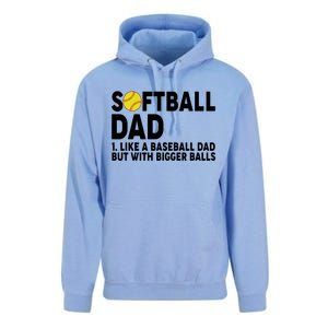 Softball Dad Like A Baseball Dad But With Bigger Balls Unisex Surf Hoodie