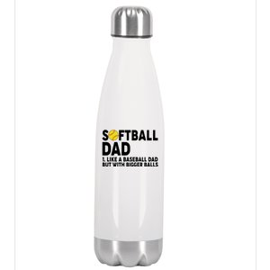 Softball Dad Like A Baseball Dad But With Bigger Balls Stainless Steel Insulated Water Bottle