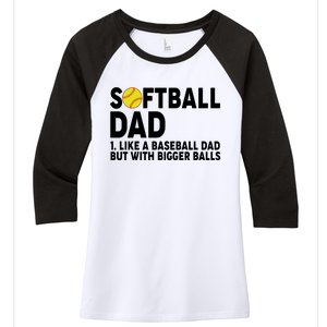 Softball Dad Like A Baseball Dad But With Bigger Balls Women's Tri-Blend 3/4-Sleeve Raglan Shirt