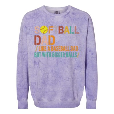 Softball Dad Like A Baseball Dad Vintage Colorblast Crewneck Sweatshirt