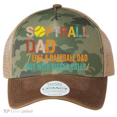 Softball Dad Like A Baseball Dad Vintage Legacy Tie Dye Trucker Hat