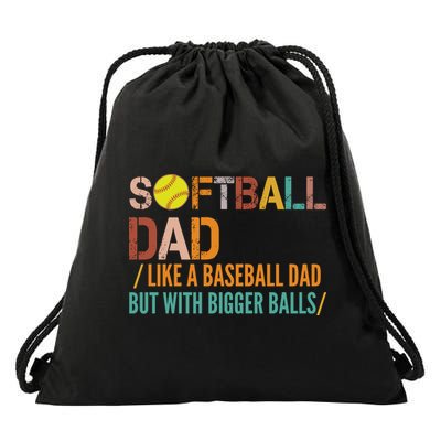 Softball Dad Like A Baseball Dad Vintage Drawstring Bag