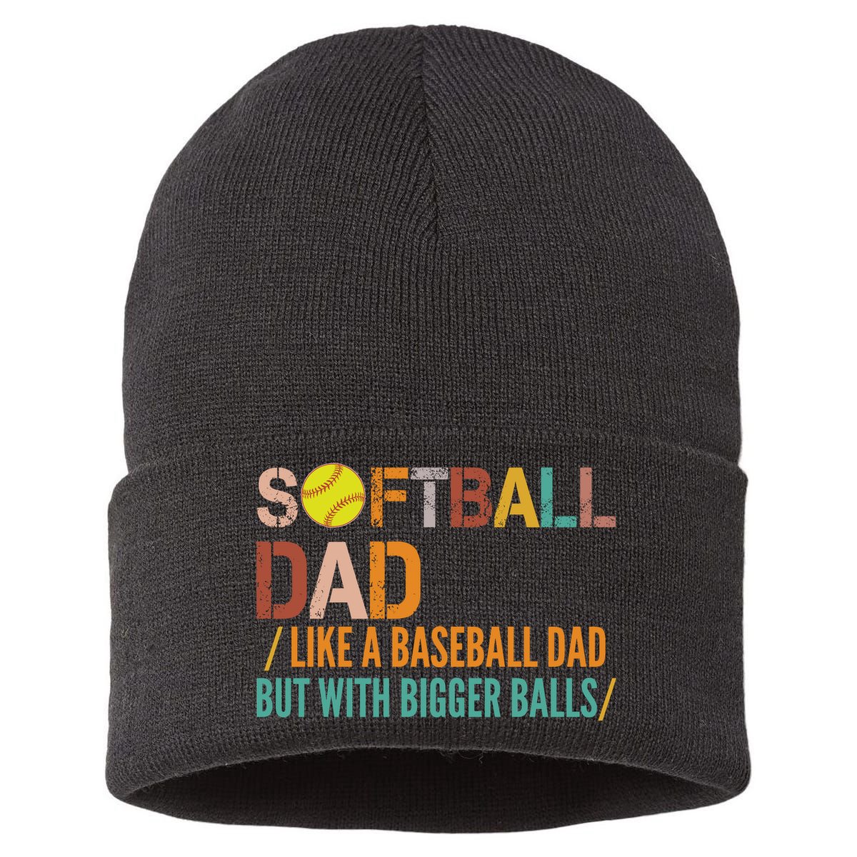 Softball Dad Like A Baseball Dad Vintage Sustainable Knit Beanie