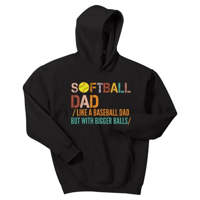 Softball Dad Like A Baseball Dad Vintage Kids Hoodie