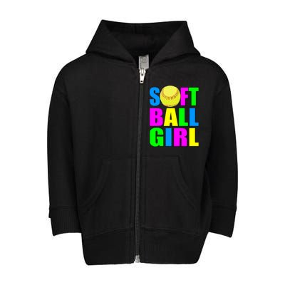 Softball Girl Toddler Zip Fleece Hoodie