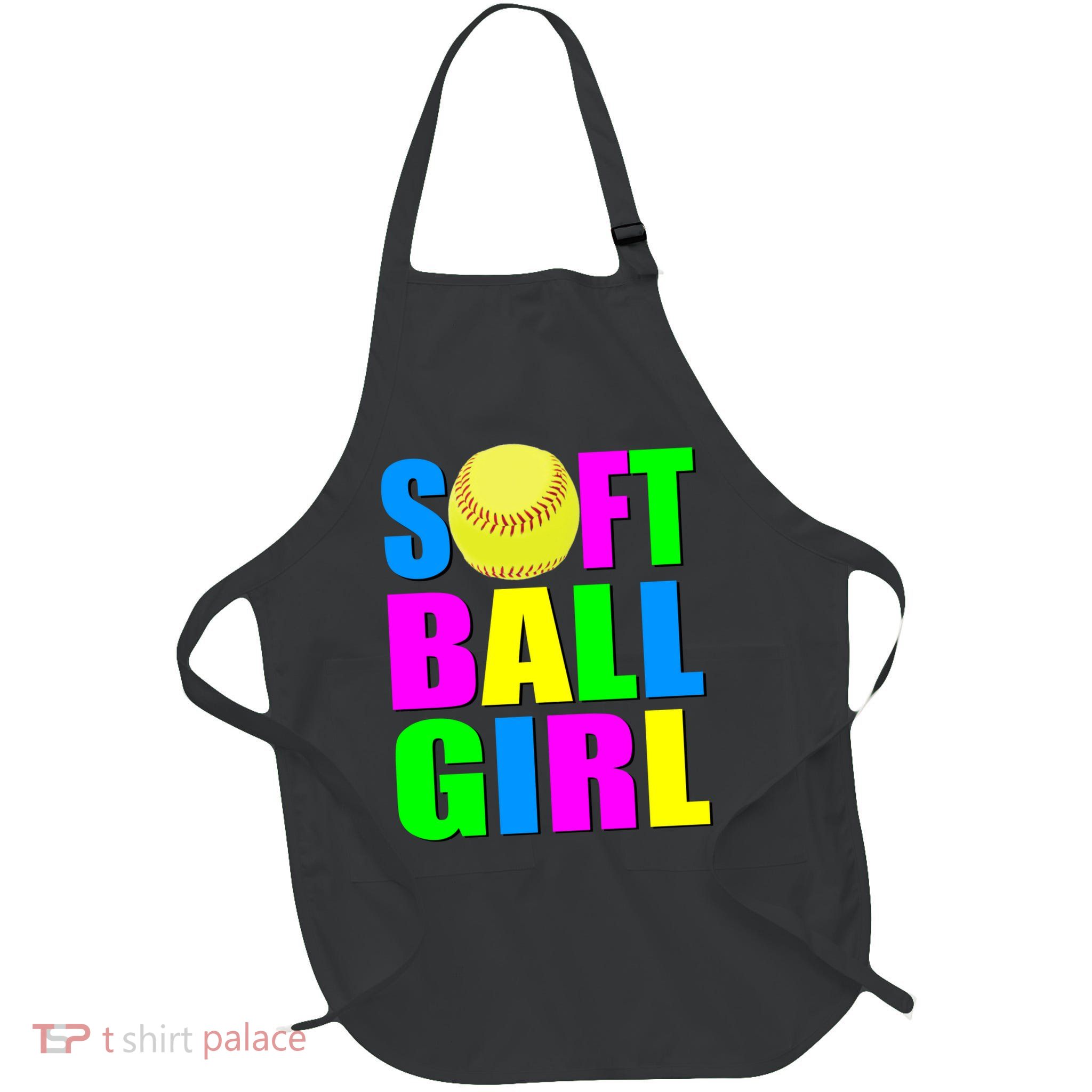 Softball Girl Full-Length Apron With Pockets