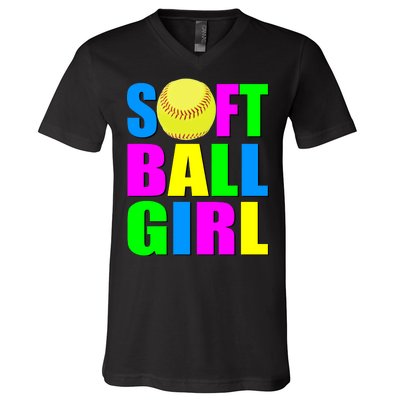 Softball Girl V-Neck T-Shirt