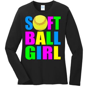 Softball Girl Ladies Long Sleeve Shirt