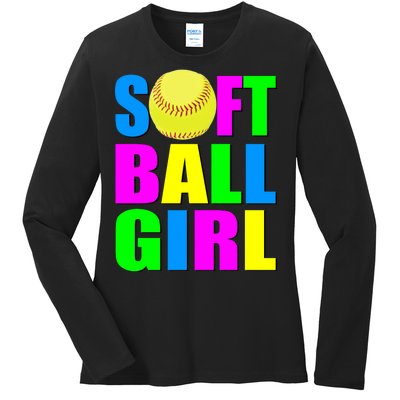 Softball Girl Ladies Long Sleeve Shirt