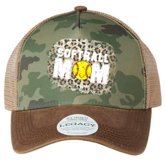 Softball Mom leopard Background Legacy Tie Dye Trucker Hat