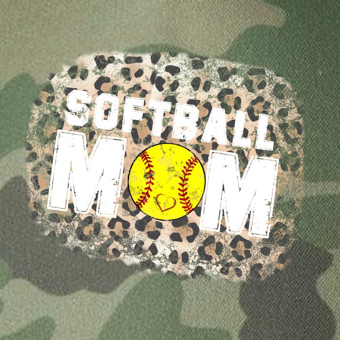 Softball Mom leopard Background Legacy Tie Dye Trucker Hat