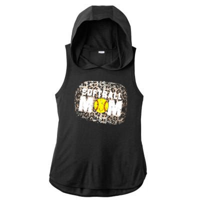 Softball Mom leopard Background Ladies PosiCharge Tri-Blend Wicking Draft Hoodie Tank