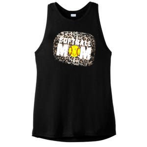 Softball Mom leopard Background Ladies PosiCharge Tri-Blend Wicking Tank