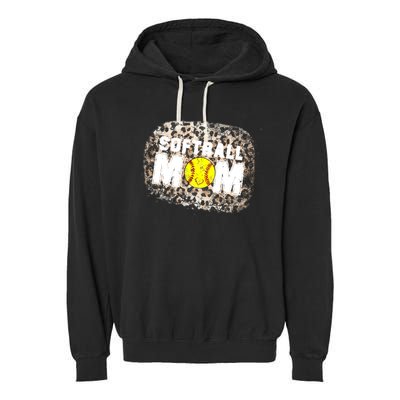 Softball Mom leopard Background Garment-Dyed Fleece Hoodie