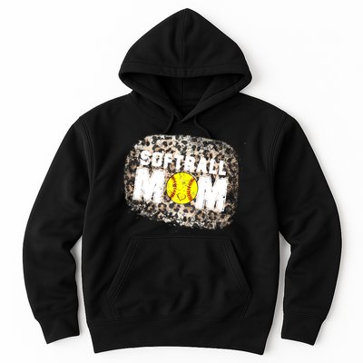 Softball Mom leopard Background Hoodie