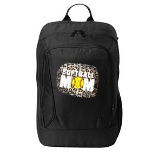 Softball Mom leopard Background City Backpack