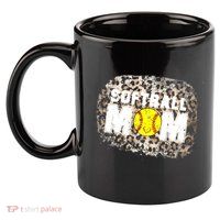 Softball Mom leopard Background 11oz C Handle Ceramic Mug