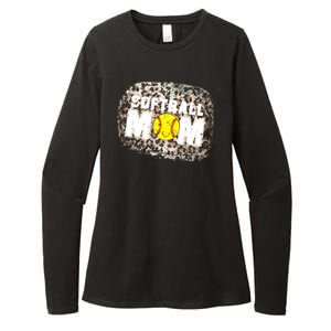 Softball Mom leopard Background Womens CVC Long Sleeve Shirt