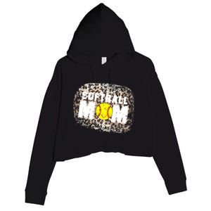 Softball Mom leopard Background Crop Fleece Hoodie