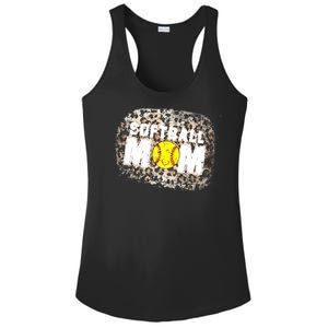 Softball Mom leopard Background Ladies PosiCharge Competitor Racerback Tank