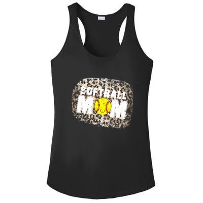 Softball Mom leopard Background Ladies PosiCharge Competitor Racerback Tank