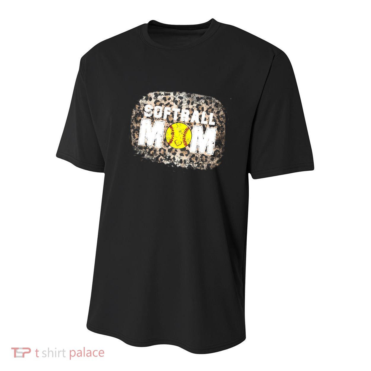 Softball Mom leopard Background Youth Performance Sprint T-Shirt