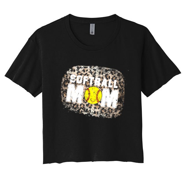 Softball Mom leopard Background Crop Top