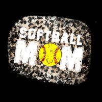 Softball Mom leopard Background Women's V-Neck T-Shirt