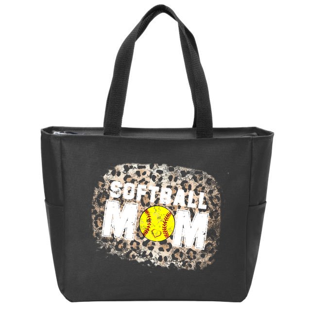 Softball Mom leopard Background Zip Tote Bag