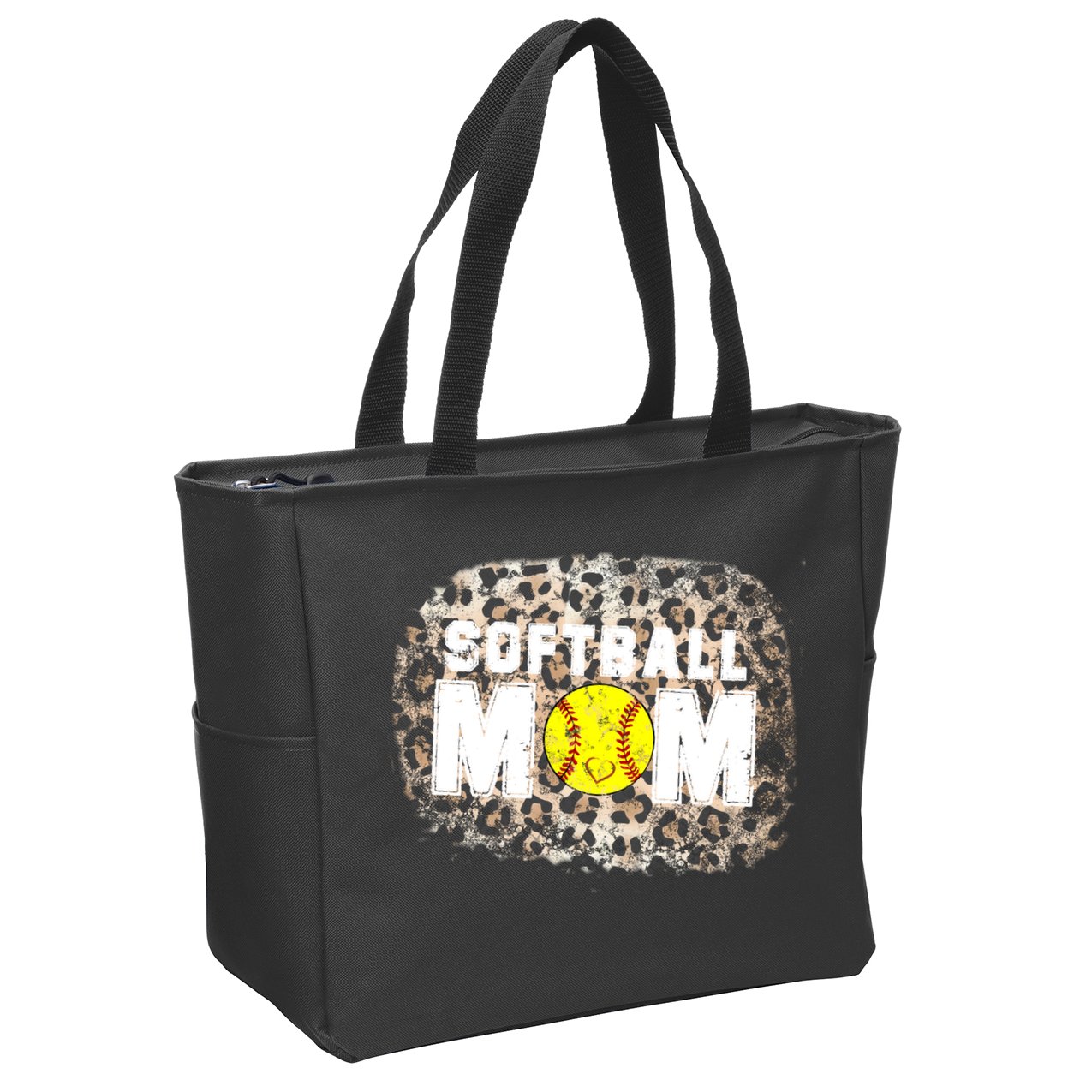 Softball Mom leopard Background Zip Tote Bag