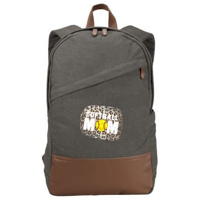 Softball Mom leopard Background Cotton Canvas Backpack