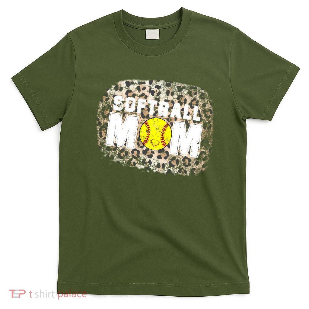 Softball Mom leopard Background T-Shirt