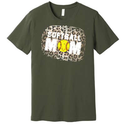 Softball Mom leopard Background Premium T-Shirt