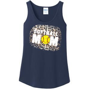 Softball Mom leopard Background Ladies Essential Tank