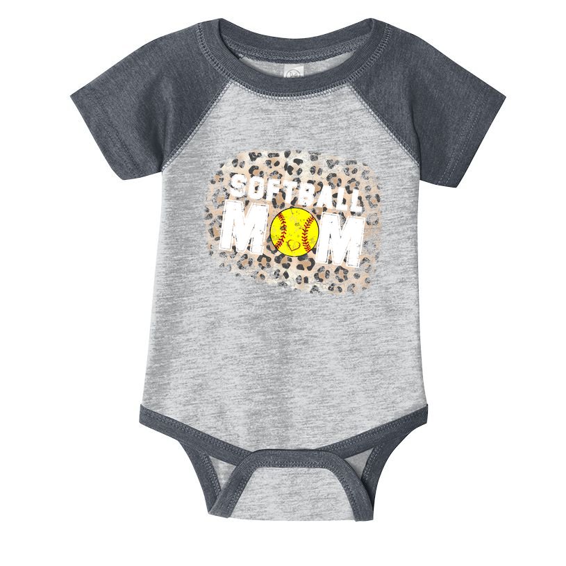 Softball Mom leopard Background Infant Baby Jersey Bodysuit