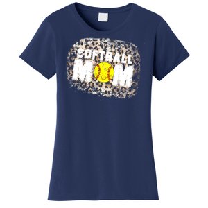 Softball Mom leopard Background Women's T-Shirt