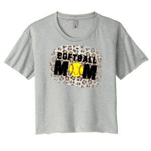 Softball Mom leopard Background Women's Crop Top Tee