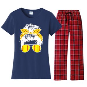 Softball Mom Sunglasses Women's Flannel Pajama Set