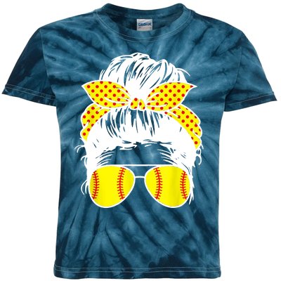 Softball Mom Sunglasses Kids Tie-Dye T-Shirt