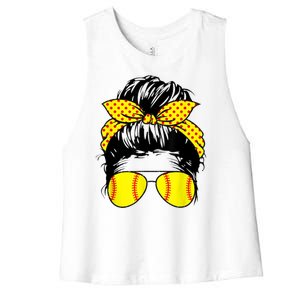 Softball Mom Sunglasses Women's Racerback Cropped Tank