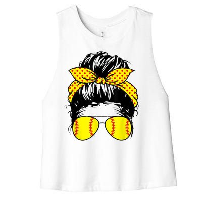 Softball Mom Sunglasses Women's Racerback Cropped Tank