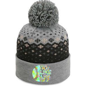 Softball Play Like A Girl The Baniff Cuffed Pom Beanie