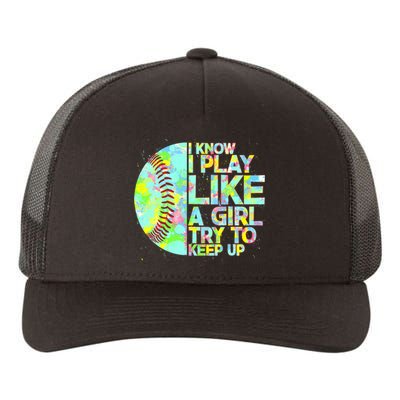 Softball Play Like A Girl Yupoong Adult 5-Panel Trucker Hat