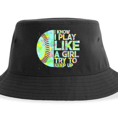 Softball Play Like A Girl Sustainable Bucket Hat