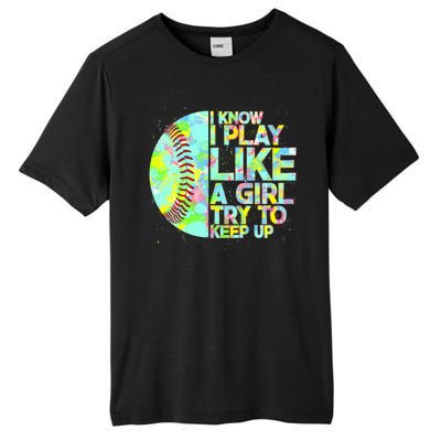 Softball Play Like A Girl Tall Fusion ChromaSoft Performance T-Shirt