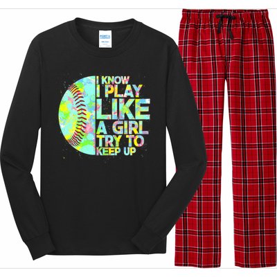 Softball Play Like A Girl Long Sleeve Pajama Set