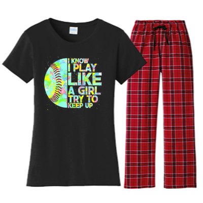 Softball Play Like A Girl Women's Flannel Pajama Set