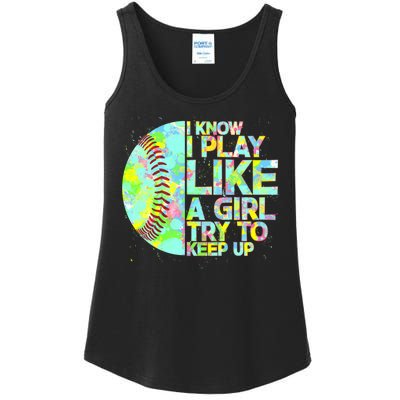 Softball Play Like A Girl Ladies Essential Tank