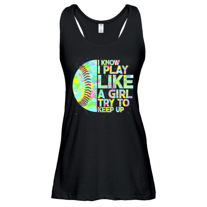 Softball Play Like A Girl Ladies Essential Flowy Tank